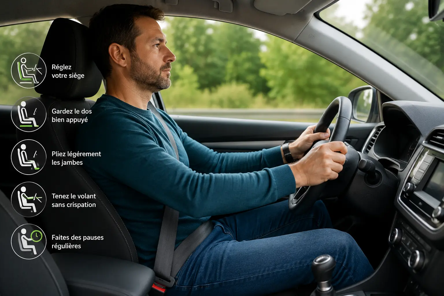 Gestes adopter pour éviter le mal de dos au volant